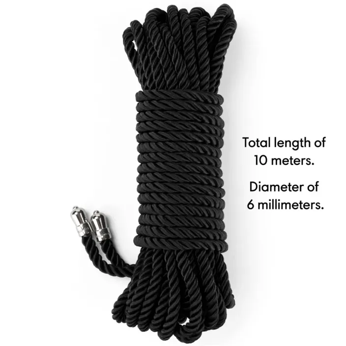 חבל קשירה BDSM שחור 10 מטר | Ebony Silky Bondage Rope למבוגרים