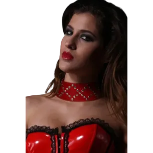 קולר BDSM אדום עם ניטים | Rouge