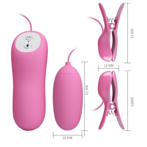 מצבטי פטמות עם מיני ויברטור לדגדגן | Shock & Vibe Clamps